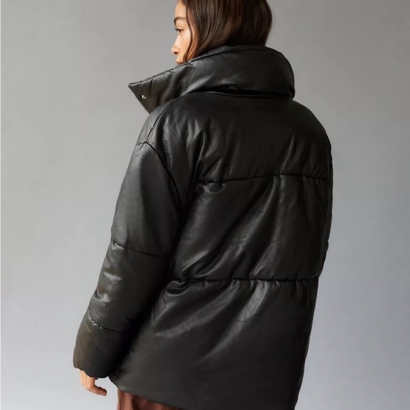 Avec les files oversized  Faux leather puffer Coat - Picture 3 of 5